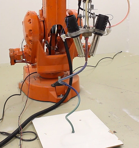 Mataerial's 3D Printer using "Anti-Gravity" (thermoplastics)